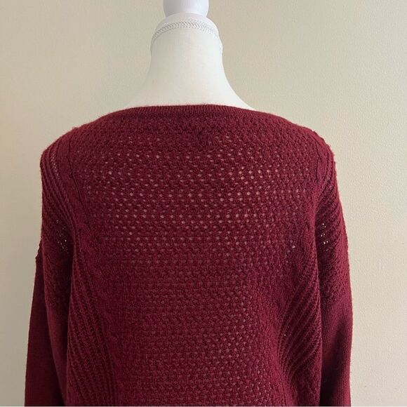 Eileen Fisher Alpaca Wool Blend High Low Sweater in Burgundy Size Medium - Picture 7 of 9